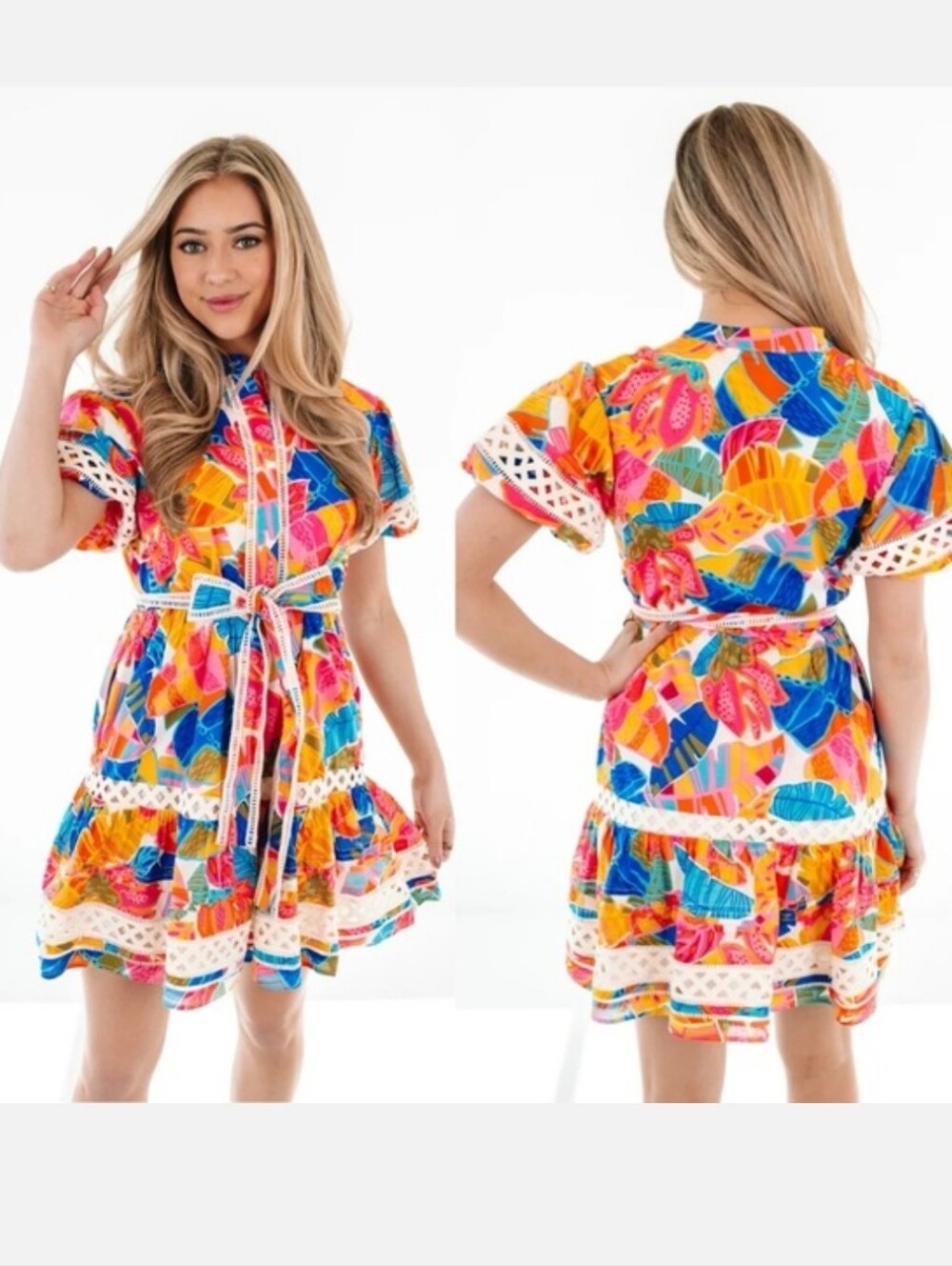 J. Marie Alana Tropical Mini Dress Small